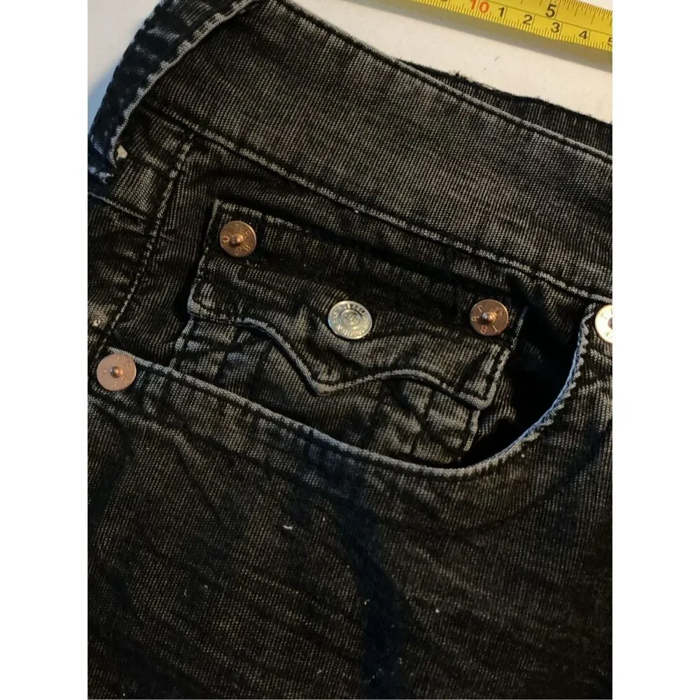 True Religion Ricky Jeans Corduroy Sz 36 Flap Pockets Black